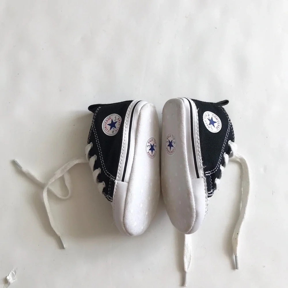 Converse black soft sole  lackey up shoes VGUC- light stain size 3 baby